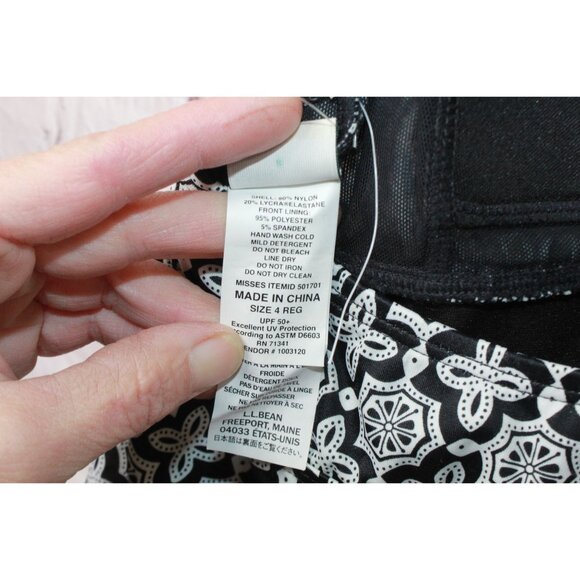 LL Bean Mix and Match Swim Collection Halter Tankini Top Black Print 4 - Picture 8 of 10